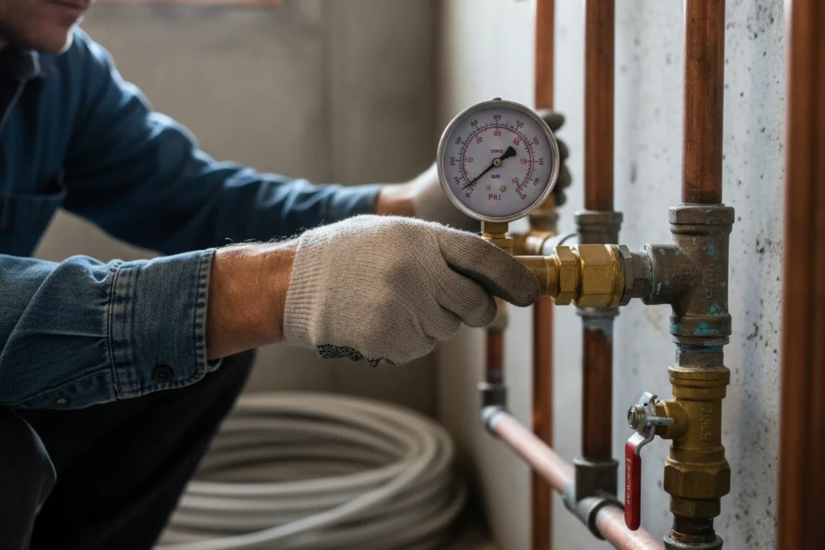 Pressure testing a repaired line during Water Line Repair in Boyd